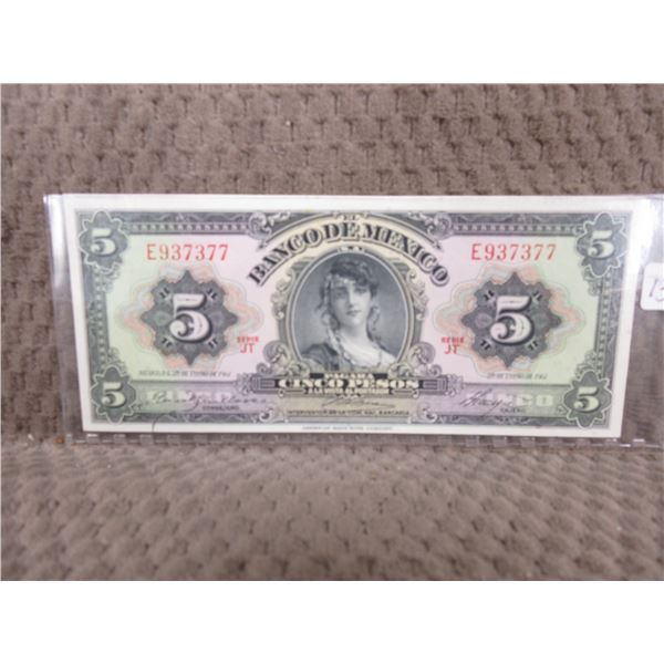 5 Pesos Banco De Mexico 1961