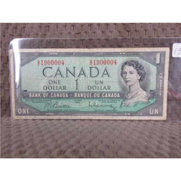 1954 Canada One Dollar Bill