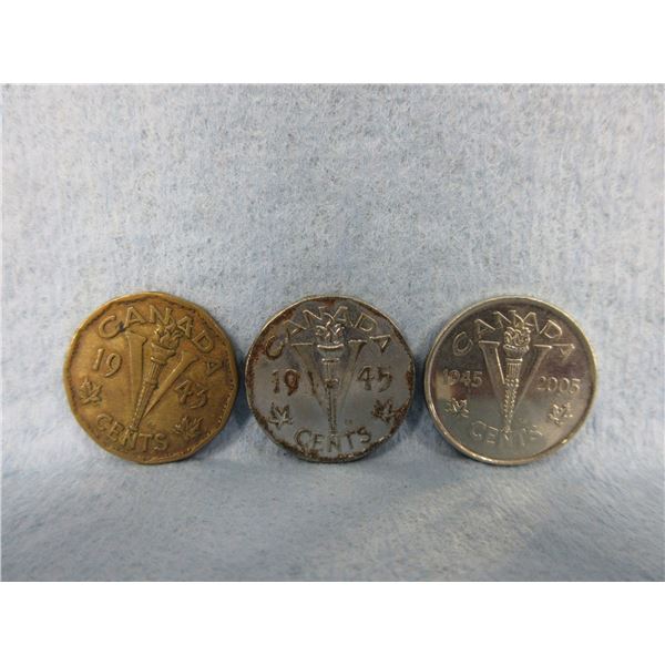 3 - Victory Nickels - 1943, 1945, 2005