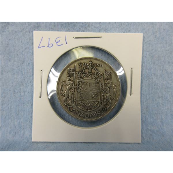 1939 Canadian 50 Cent Coin