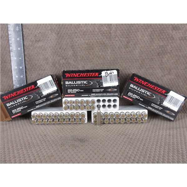 22-250 Rem. Winchester - 2 Boxes of 20 - 1 Box of 13