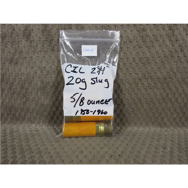 20 ga 2 3/4" Slug, 5/8 oz, 1950-1960 CIL - Bag of 4