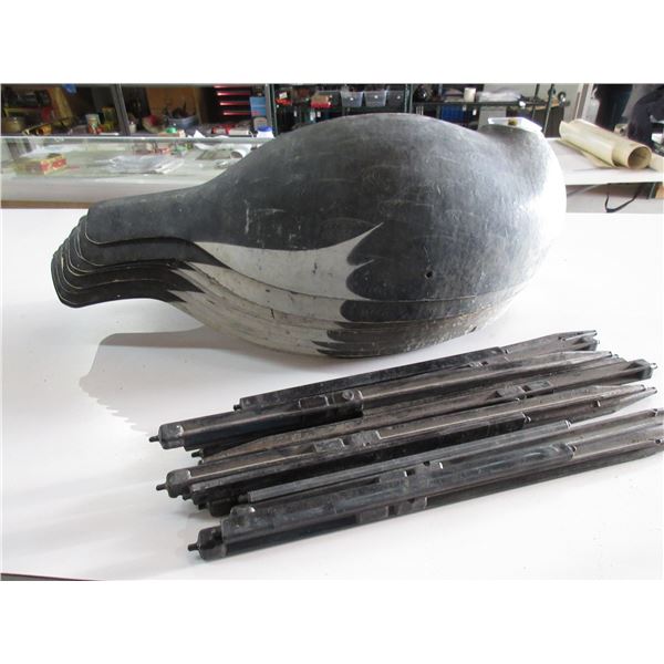 9 Goose Decoys with Stands but No Heads