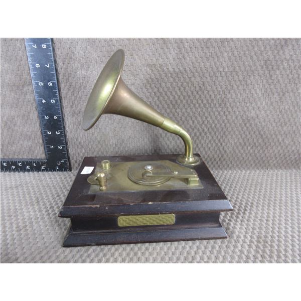 Brass & Wood Record Player Music Box