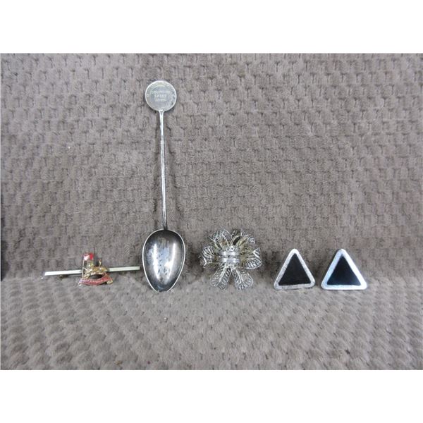 Pin, Spoon, Ear Rings & Brooch (Some are Silver)