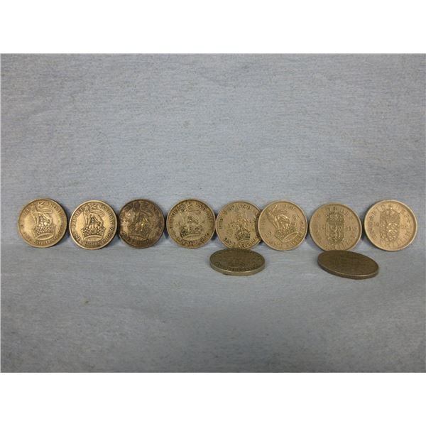 10 - 1 Shilling UK Coins - Some are .500 Silver