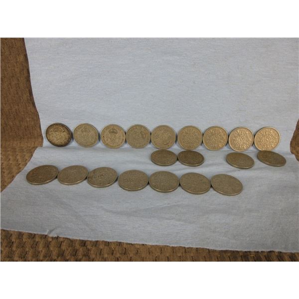 20 - 2 Shilling UK Coins - Some May Be .500 Silver