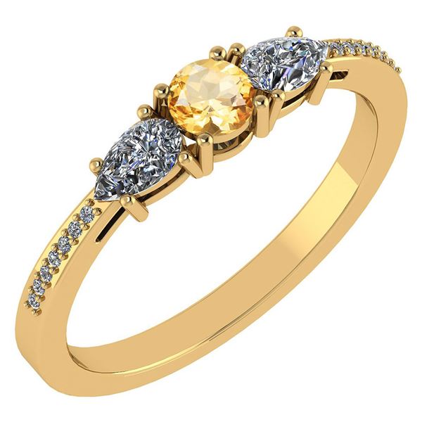 Certified 0.77 Ctw Citrine And Diamond 14k Yellow Gold