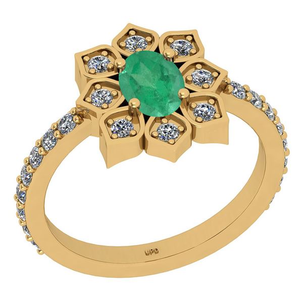 Certified 1.25 Ctw SI2/I1 Emerald And Diamond 14K Yello