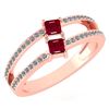 Image 1 : Certified 0.60 Ctw Ruby And Diamond 18k Rose Gold Ring