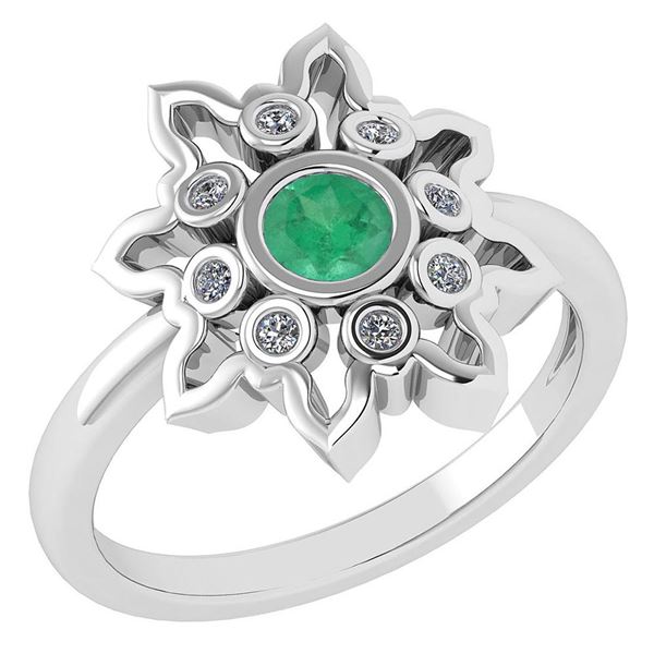 Certified 0.32 Ctw Emerald And Diamond 14k White Gold R