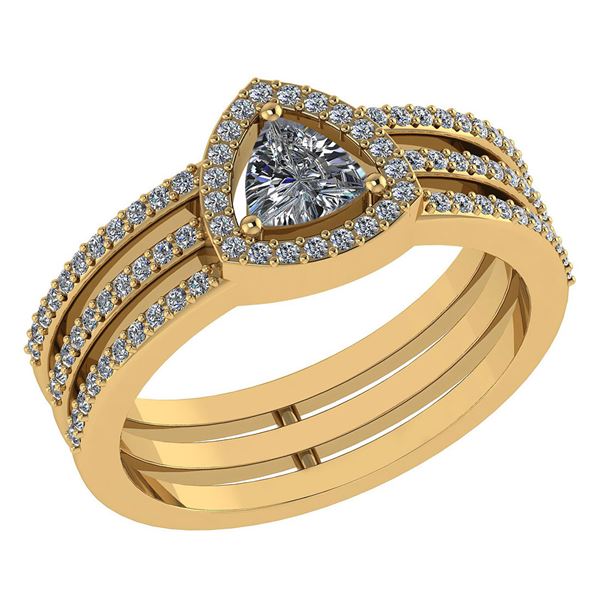 Certified 0.91 Ctw Diamond 14k Yellow Gold Halo Anniver