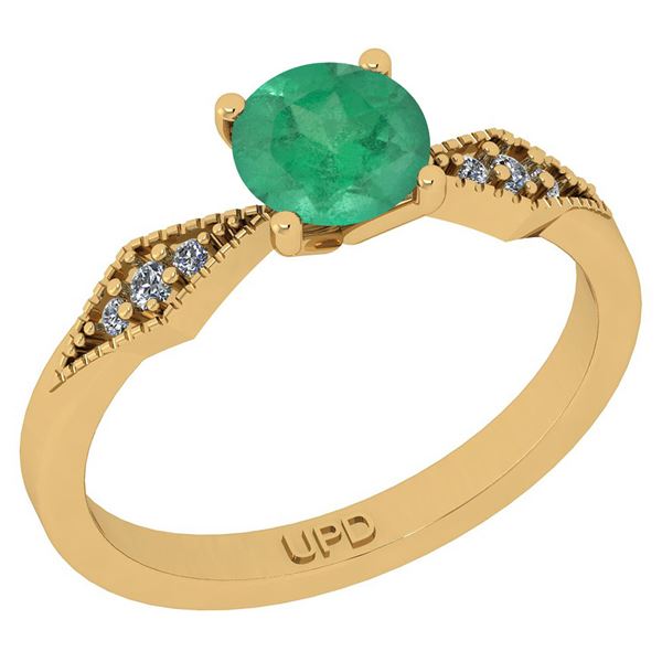 Certified 0.56 Ctw SI2/I1 Emerald And Diamond 14K Yello