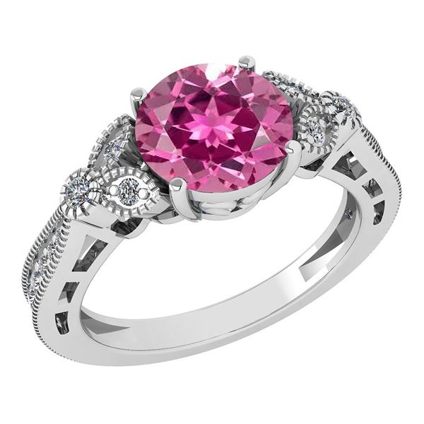Certified 1.49 Ctw Pink Tourmaline And Diamond 14K Whit