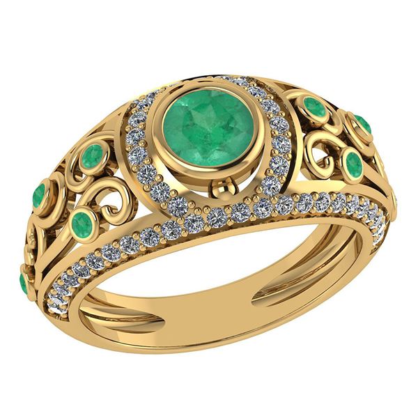 Certified 1.08 Ctw Emerald And Diamond Wedding/Engageme