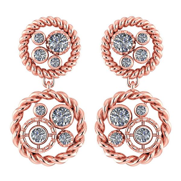 Certified 1.64 Ctw Diamond 14K Rose Gold Stud Earrings