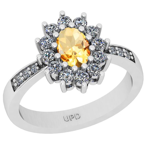 Certified 1.23 Ctw I2/I3 Citrine And Diamond 10K White