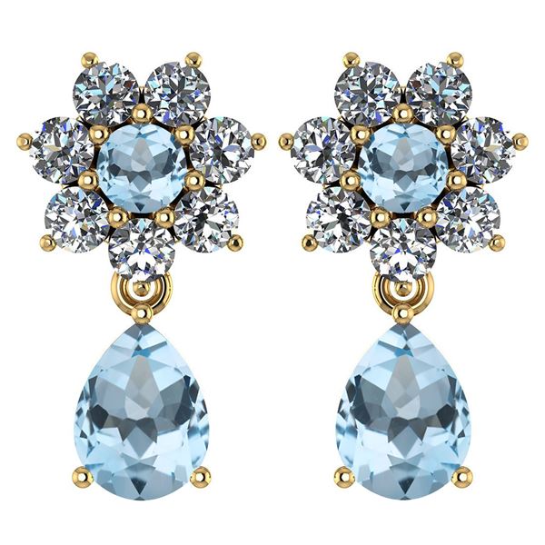 Certified 4.86 Ctw Aquamarine And Diamond 14k Yellow Go