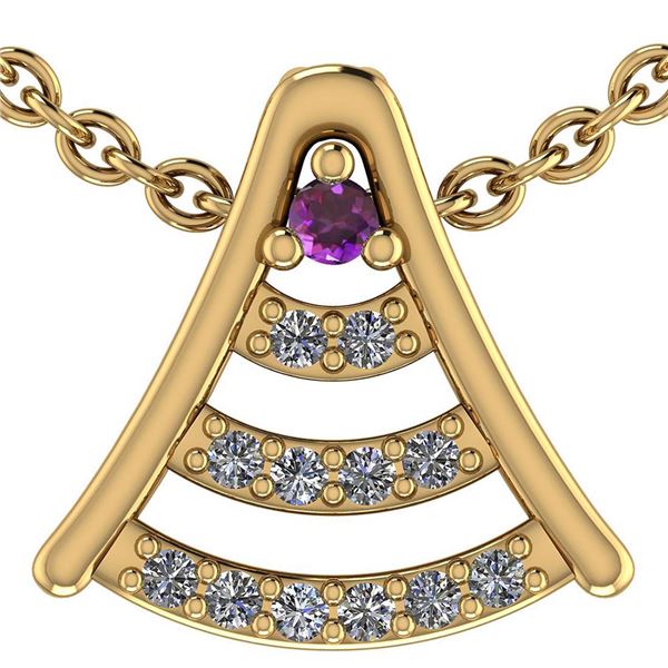Certified 0.075 Ctw Amethyst And Diamond 14k Yellow Gol