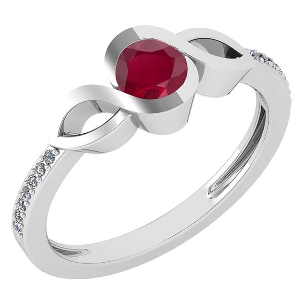 Certified 0.52 Ctw Ruby And Diamond 14k White Gold Ring