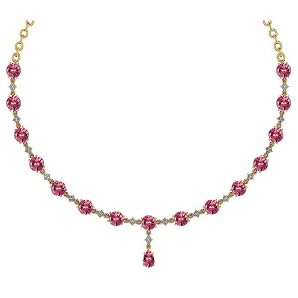 Certified 21.10 Ctw Pink Tourmaline And Diamond Necklac