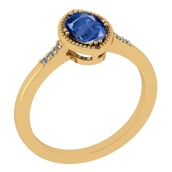 Certified 0.54 Ctw Kyanite And Diamond I1/I2 18K Yellow