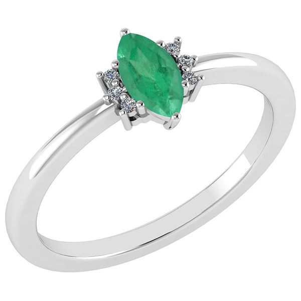 Certified 0.68 Ctw Emerald And Diamond VS/SI1 Ring 14K