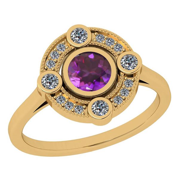 Certified 0.77 Ctw Amethyst And Diamond SI1/SI2 14K Yel