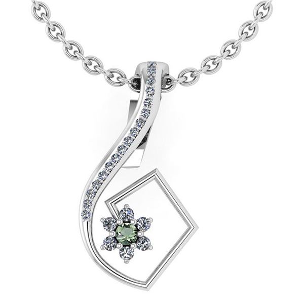 Certified 0.58 Ctw Green Amethyst And Diamond 14k White