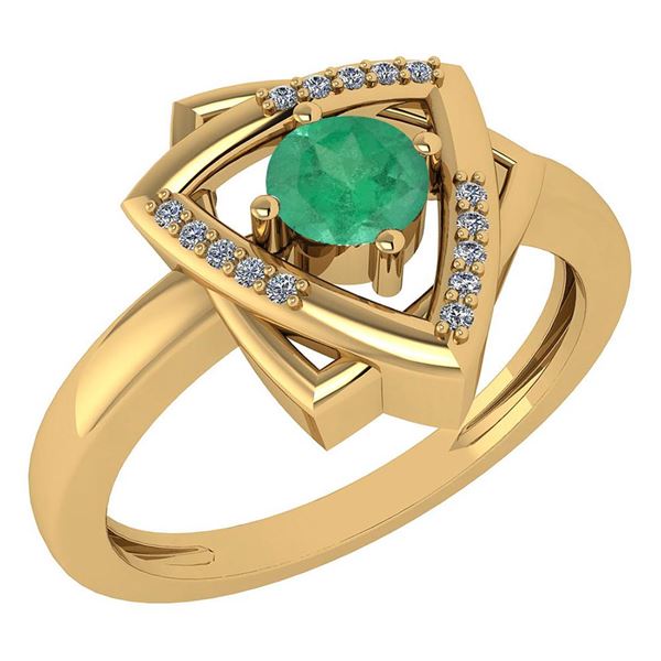 Certified 0.29 Ctw Emerald And Diamond VS/SI1 Halo Ring