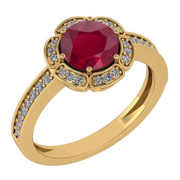 Certified 1.47 Ctw Ruby And Diamond VS/SI1 Engagement H
