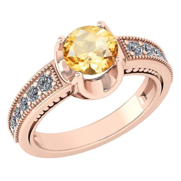 Certified 1.48 Ctw Citrine And Diamond Wedding/Engageme