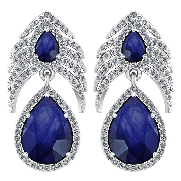 Certified 7.38 Ctw Blue Sapphire And Diamond Pear Shape