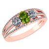 Image 1 : Certified 1.16 Ctw Peridot And Diamond 14k Rose Gold Ha