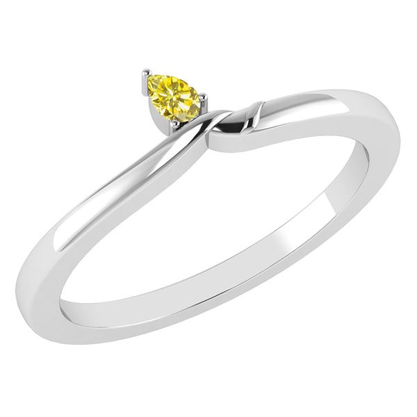 Certified 0.23 Ctw Treated Fancy Yellow Diamond 18K Whi