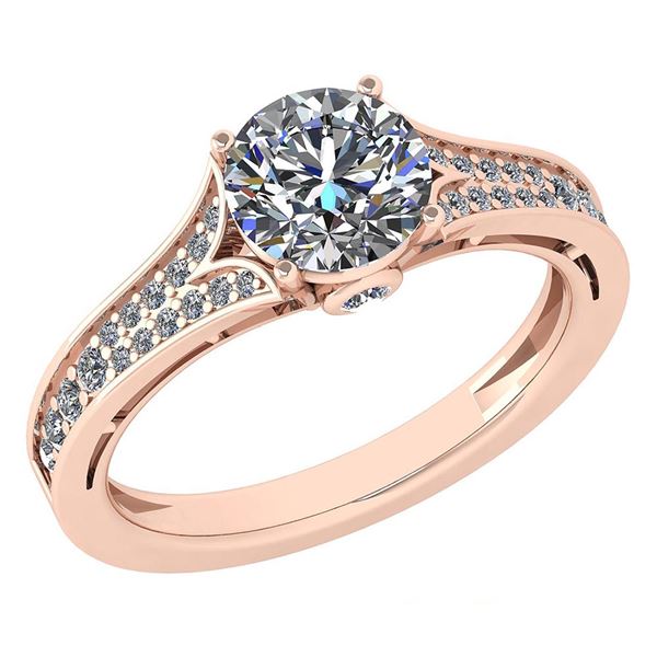 Certified 1.48 Ctw Diamond Engagement /Wedding 14K Rose