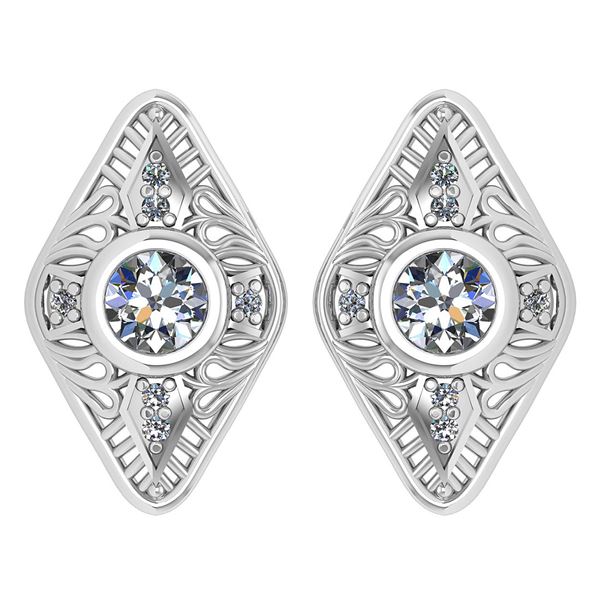 Certified 1.46 Ctw Diamond 18k White Gold Halo Stud Ear