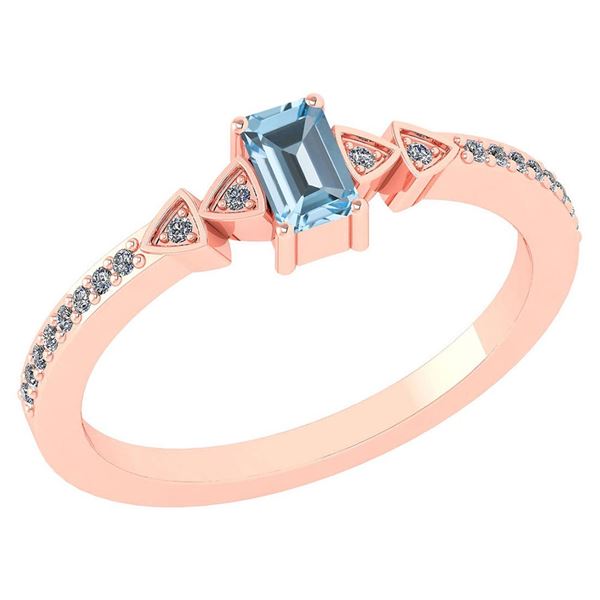 Certified 0.39 Ctw Blue Topaz And Diamond 14k Rose Gold