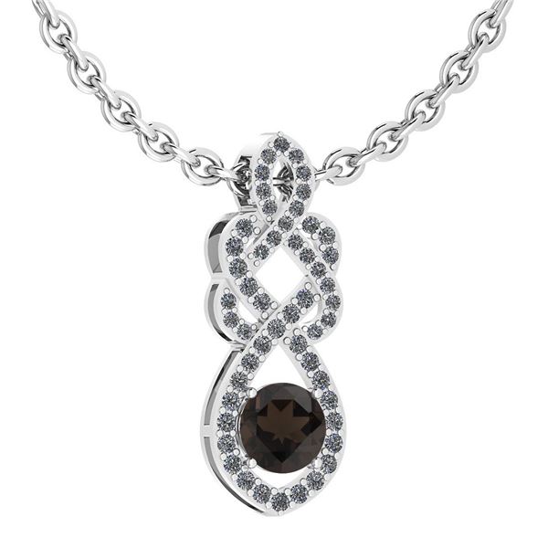 Certified 1.26 Ctw Smoky Quartz And Diamond VS/SI1 Neck