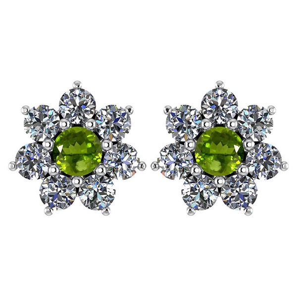 Certified 1.86 Ctw Peridot And Diamond 18K White Gold H