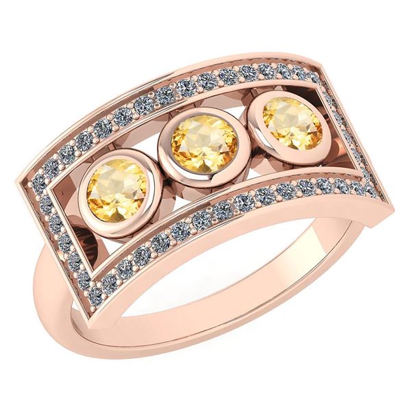 Certified 0.72 Ctw Citrine And Diamond Wedding/Engageme