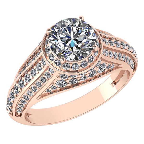 Certified 2.04 Ctw Diamond Engagement /Wedding 14K Rose