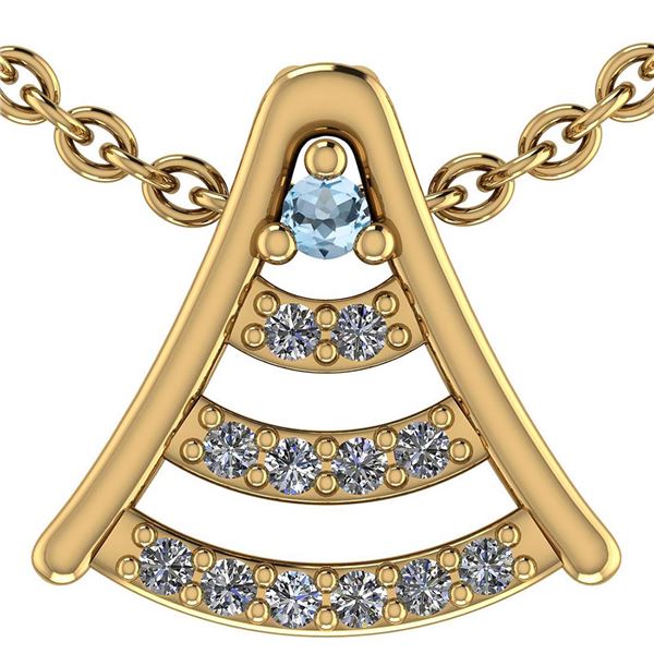 Certified 0.075 Ctw Aquamarine And Diamond 14k Yellow G