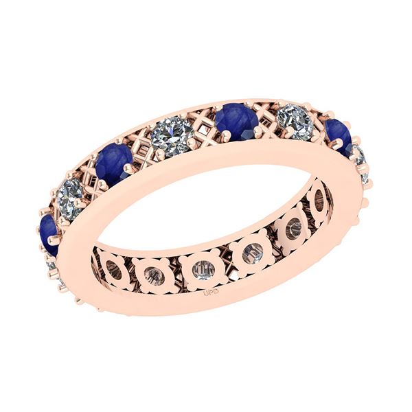 Certified 1.29 Ctw I2/I3 Blue Sapphire And Diamond 14K