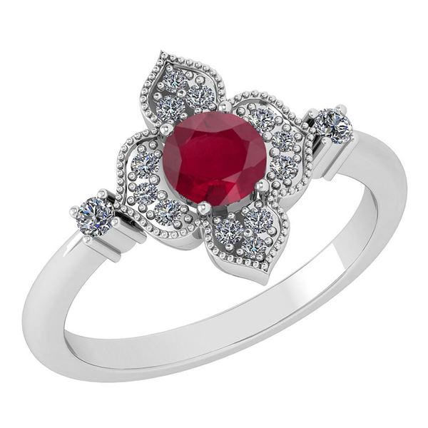 Certified 0.68 Ctw Ruby And Diamond Wedding/Engagement