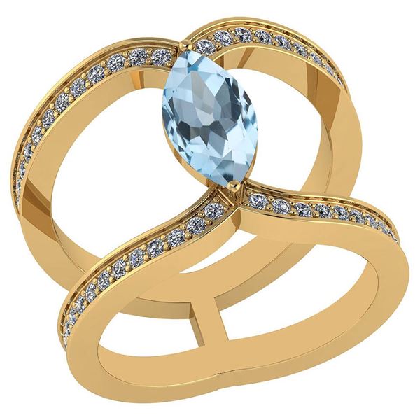 Certified 1.52 Ctw Blue Topaz And Diamond VS/SI1 Ring 1