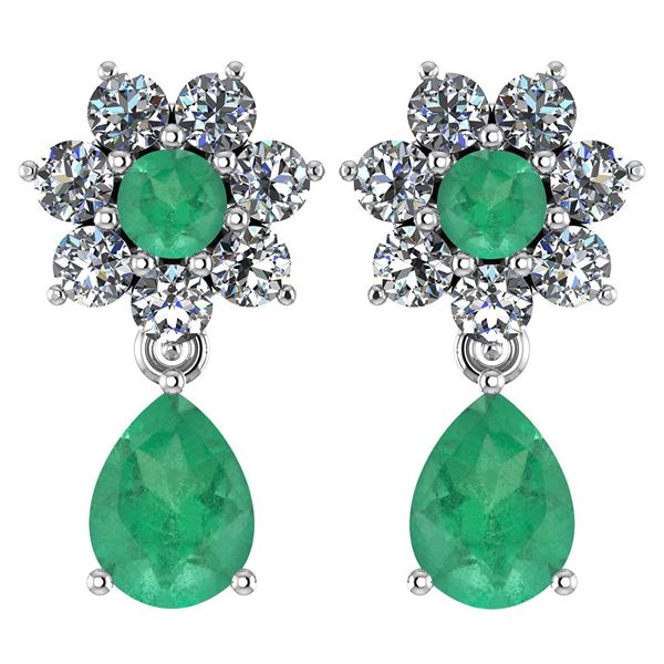 Certified 4.86 Ctw Emerald And Diamond 14k White Gold H