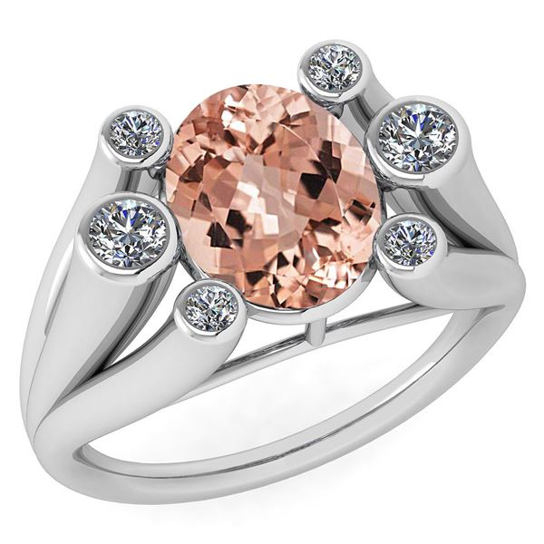 Certified 2.82 Ctw Morganite And Diamond VS/SI1 Ring 14
