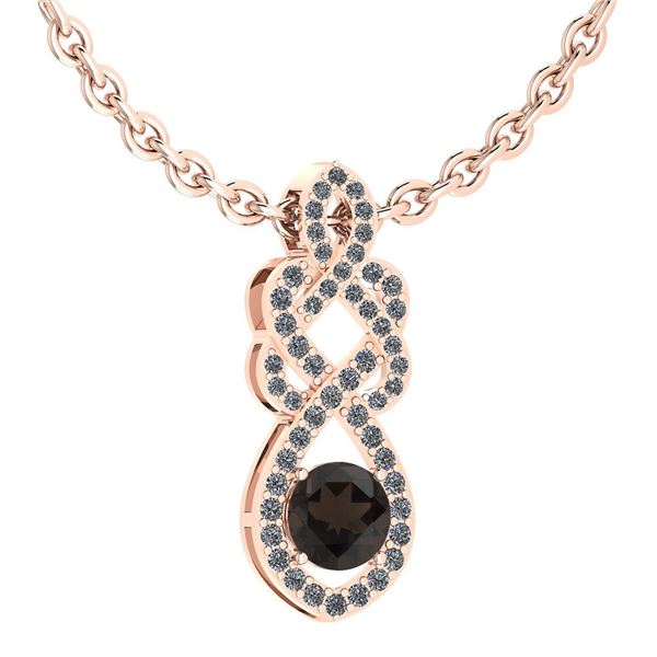 Certified 1.26 Ctw Smoky Quartz And Diamond VS/SI1 Neck