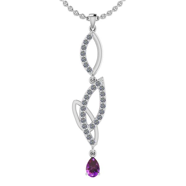 Certified 0.53 Ctw I2/I3 Amethyst And Diamond 10K White